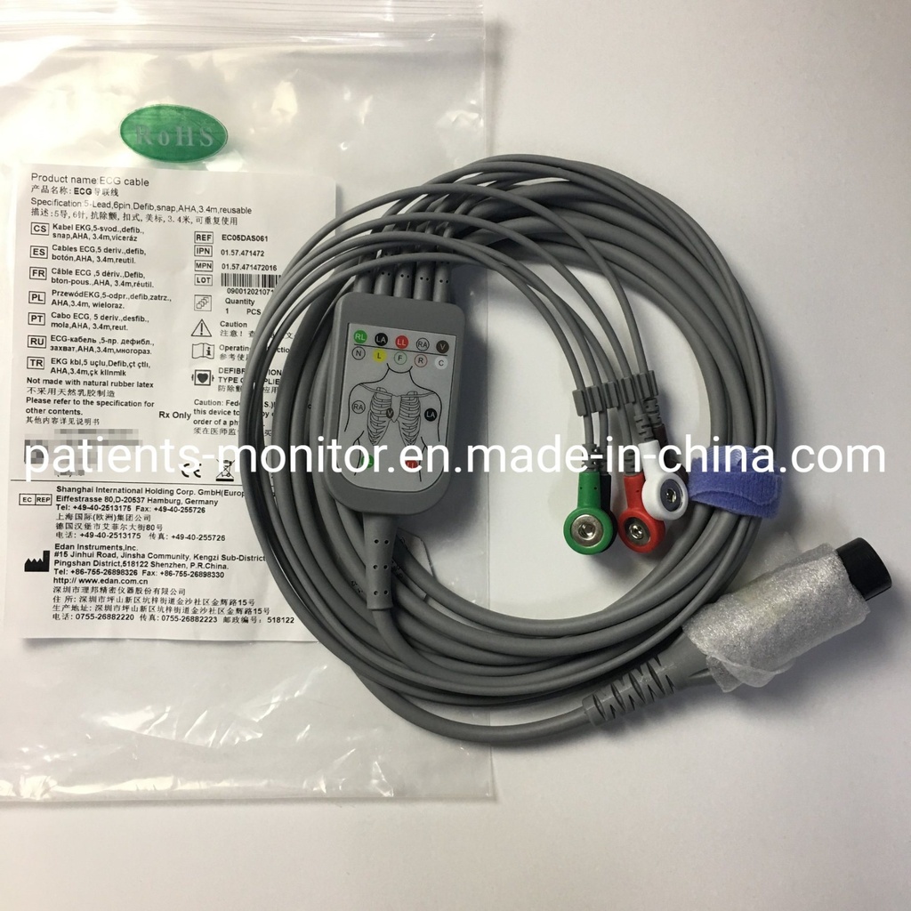 ALAMBRE RAMAL ECG, 5 HILOS, DEFIB, AHA/IEC, 1 M, REUSABLE, SERIE IM