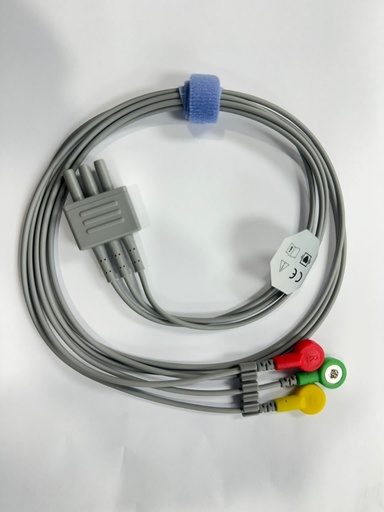[2-004-00038] CABLE RAMAL, 3 HILOS, SNAP, IEC, 1M, REUSABLE SERIE X
