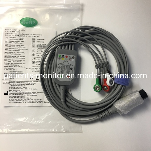 [2-004-00136] ALAMBRE RAMAL ECG, 5 HILOS, DEFIB, AHA/IEC, 1 M, REUSABLE, SERIE IM